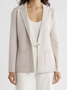 T Tahari Sweater Jacket Tranquil Taupe One Button Blazer NWT